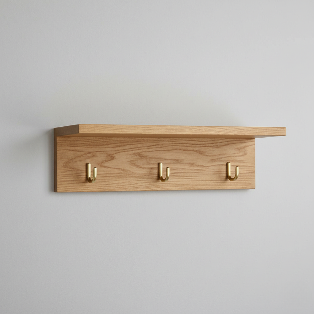 Mensola da Parete in Legno con Ganci